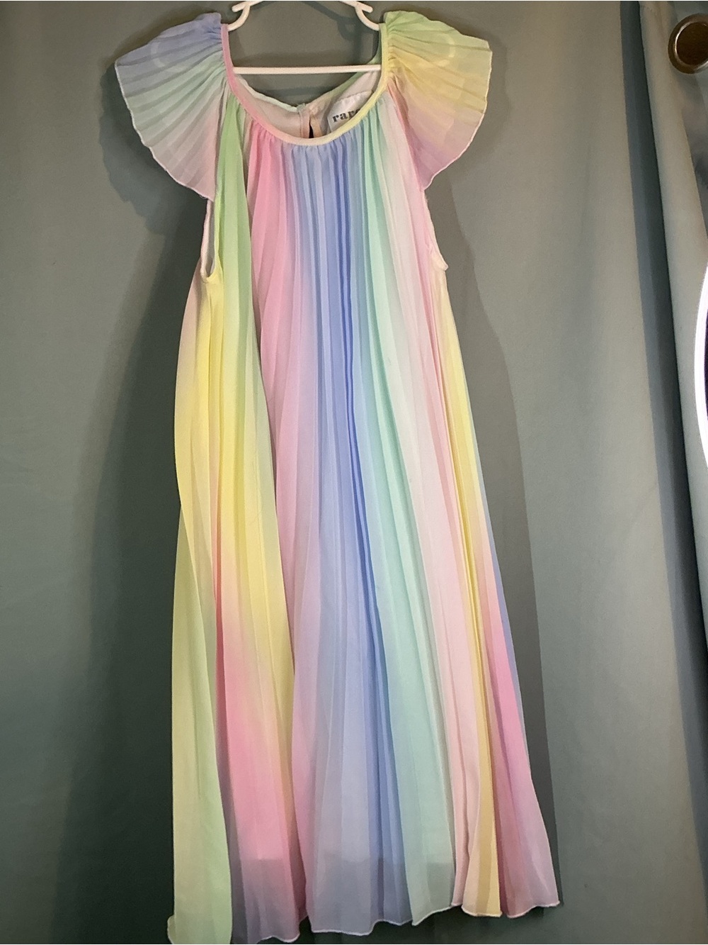 Girls Rainbow Pastel Pleated Maxi Dress